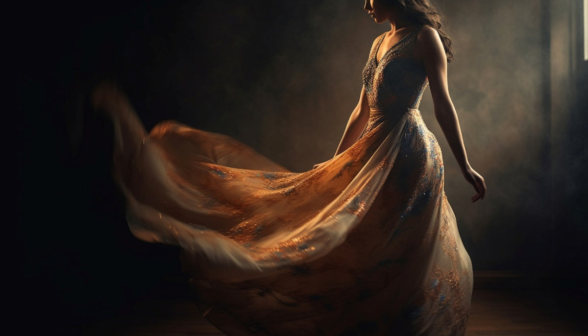 woman wearing elegant dress