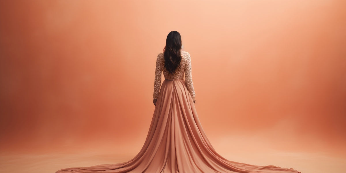 woman wearing an extra long dress