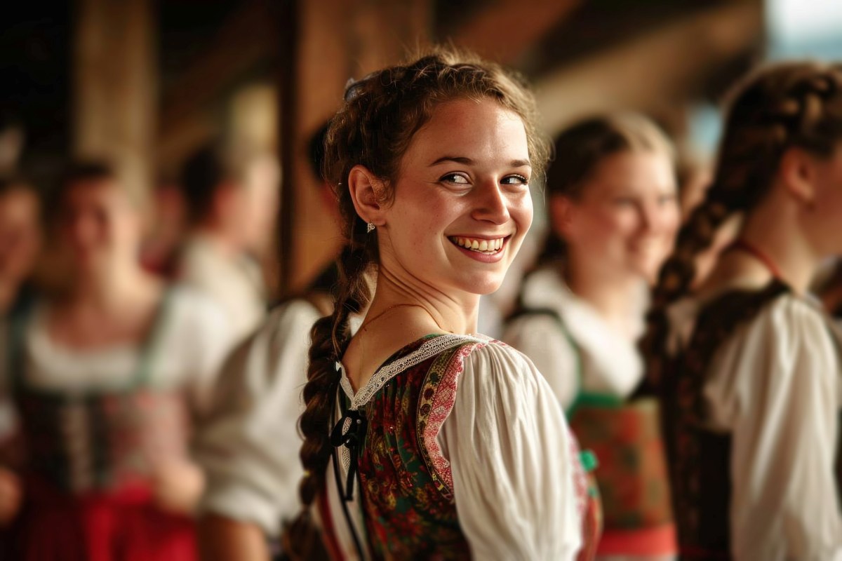 beautiful woman look back smiling