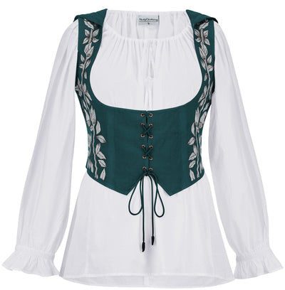 Tauriel Top Limited Edition Teal Peacock Silver Embroidery