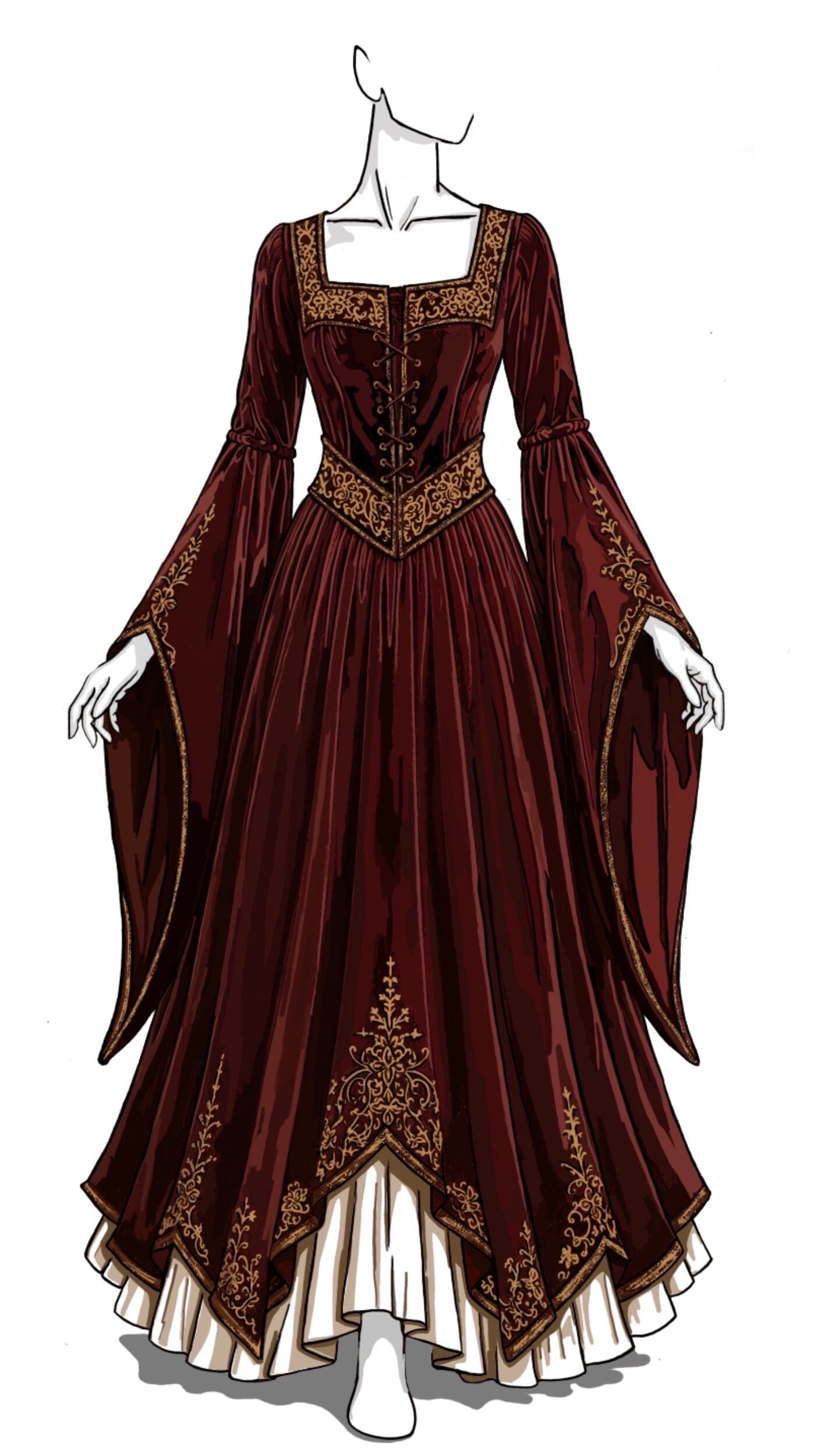 red and black medieval dress Sovereign Gown – HolyClothing YGroup_anabelle-halter Rundholz Mainline Toga Dress Velvet Colors:Olive 859 tone layered look and